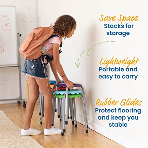 Image of ECR4Kids Daisy Stackable Stool with Glides Seating Set, Flexible Seating, Assorted, 8-Piece