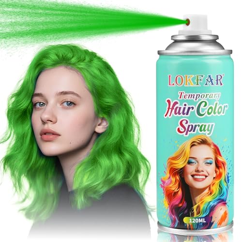 Green Hair Spray Temporary Hair Color Spray for Women Men, Washable Temporary Green Hair Dye Paint Wax Hairspray for Halloween Beetlejuice Joker Cosplay Festival Party Costume Makeup, 4.06 oz