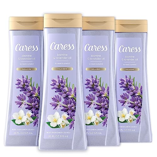 Image of Caress Body Wash Jasmine & Lavender Oil For Soft, Fragrant Skin Body Soap to Rest & Unwind 20 fl oz, Pack of 4