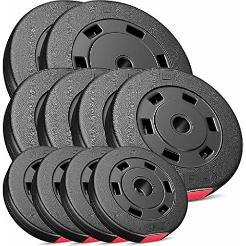 Hop-Sport 50kg Hantelscheiben Set - Kunststoff Gewichte 30/31 mm Bohrung Cover