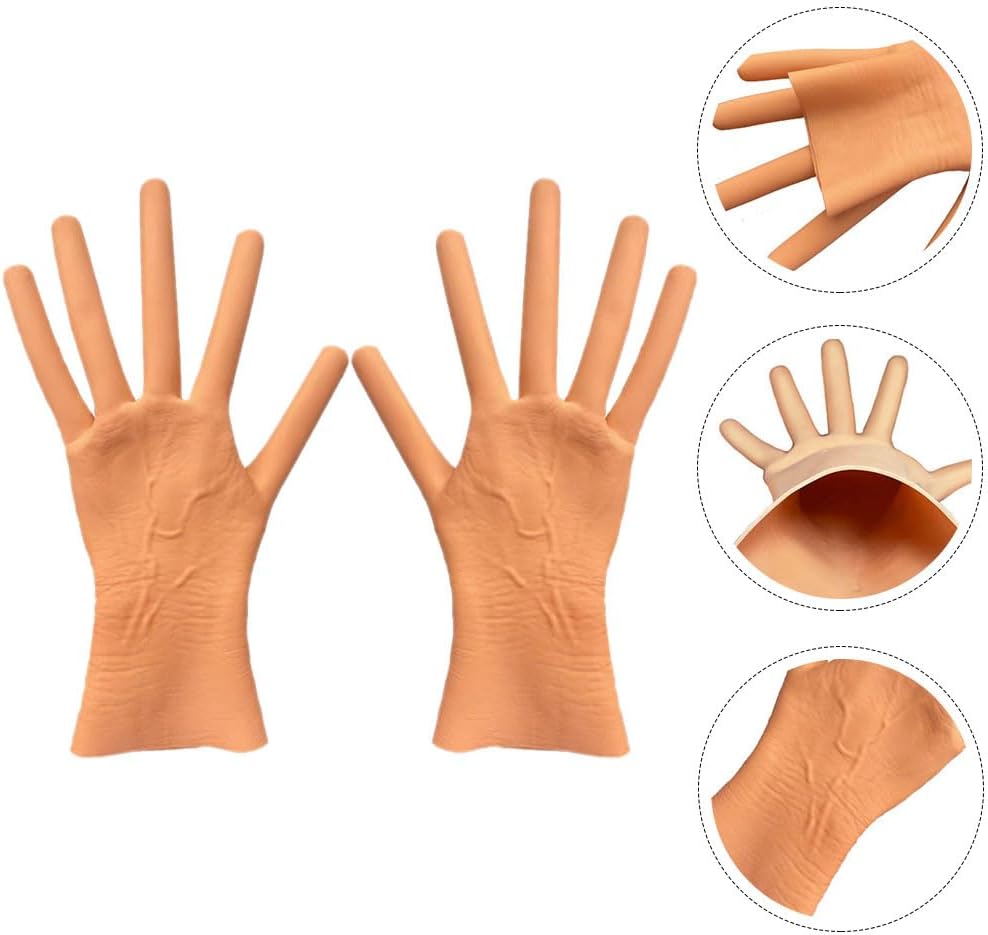 DOITOOL Hot Dog Finger Gloves - Halloween Costume Gloves Sausage Fingers for Halloween Cosplay Party, Dress up Party Favors - 1 Pair