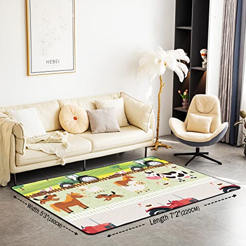 Farm Animal Living Room Rugs for Cute Cow Horse Sheep Accent Rug Set Area Rug Farm Nursery Decor Indoor Floor Mat Decor Rustic Farmhouse Non Slip Area Runner Rug 150 * 200cm - Image 2