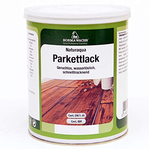 PROFI Natur Parkett- und Treppenlack auf Wasserbasis EN71-3 Zertifiziert (1 Liter, Transparent Seidenmatt 30)