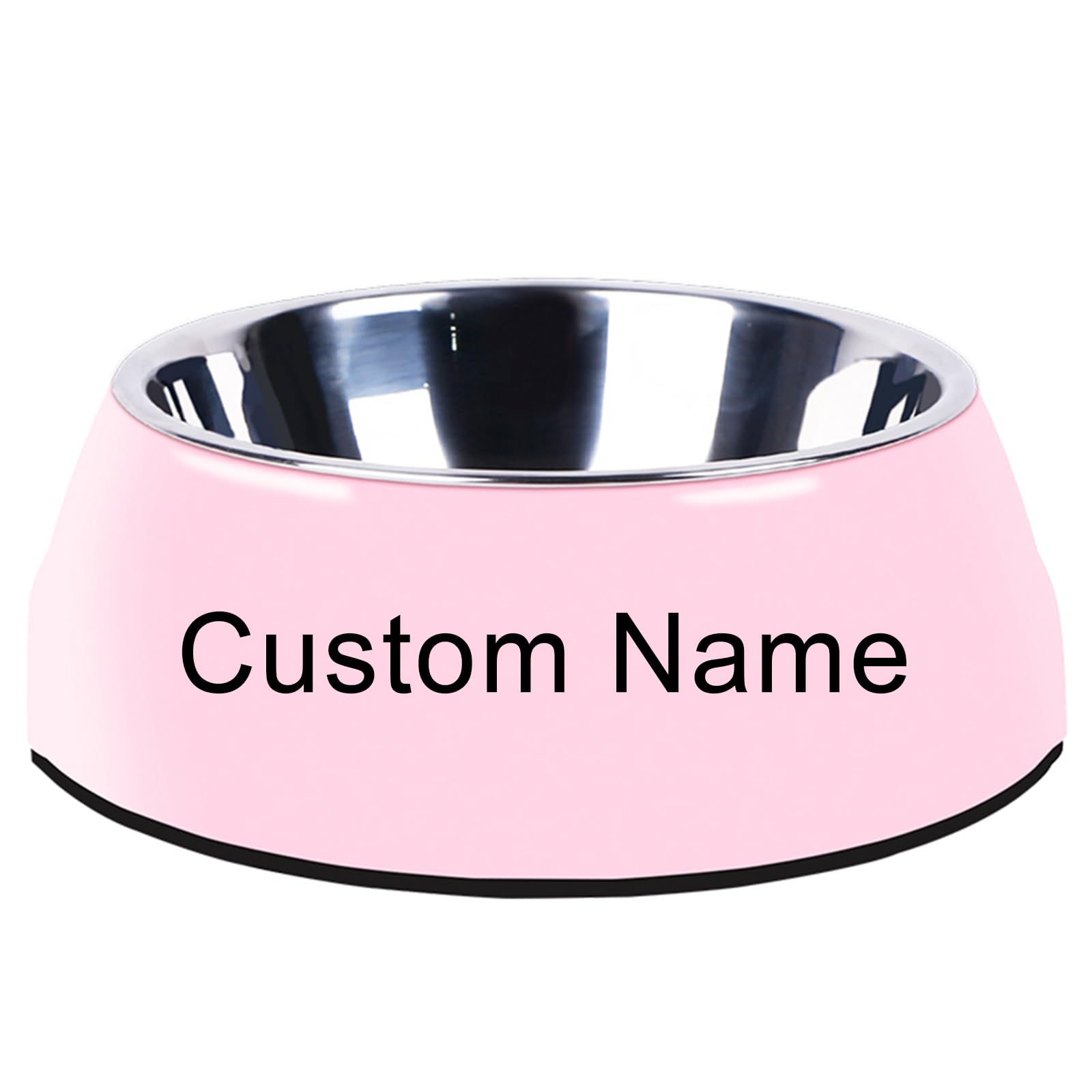 JMIPET Personalized Stainless Steel Dog & Cat Food/Water Bowls – Custom Pet Name, Non-Slip, Easy Clean Feeding Dishes with Separate Plates(Pink)