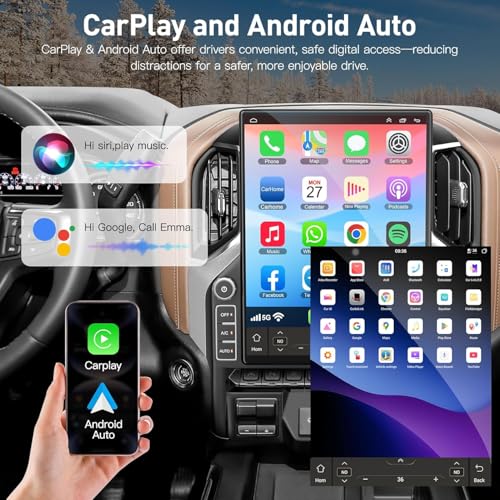 Image of 8-core 6G+128G Car Radio for Chevrolet Sliverado /GMC Sierra 2019 2020 2021 2022 2023 2024, 15.6 Inch 2.5K IPS Touch Screen Upgrade Car Stereo with Carplay /Android Auto,GPS, WiFi, Bluetooth, FM