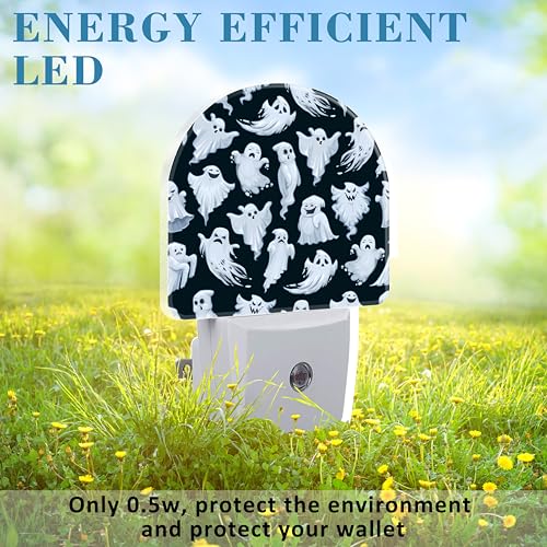 Image of Night Light for Kids Girls Boys, Halloween Funny Ghost LED Night Light Plug into Wall with Dusk to Dawn Sensor for Room Decor, Hallway, Kitchen, Bathroom, Nursery, Stairs