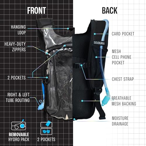 Image of Transparent Clear Hydration Pack, Hydration Backpack - Water Backpack with 2l Hydration Bladder, Festival Essential - Rave Hydration Pack Hydropack Hydro for Hiking, Halloween, Running, Festival