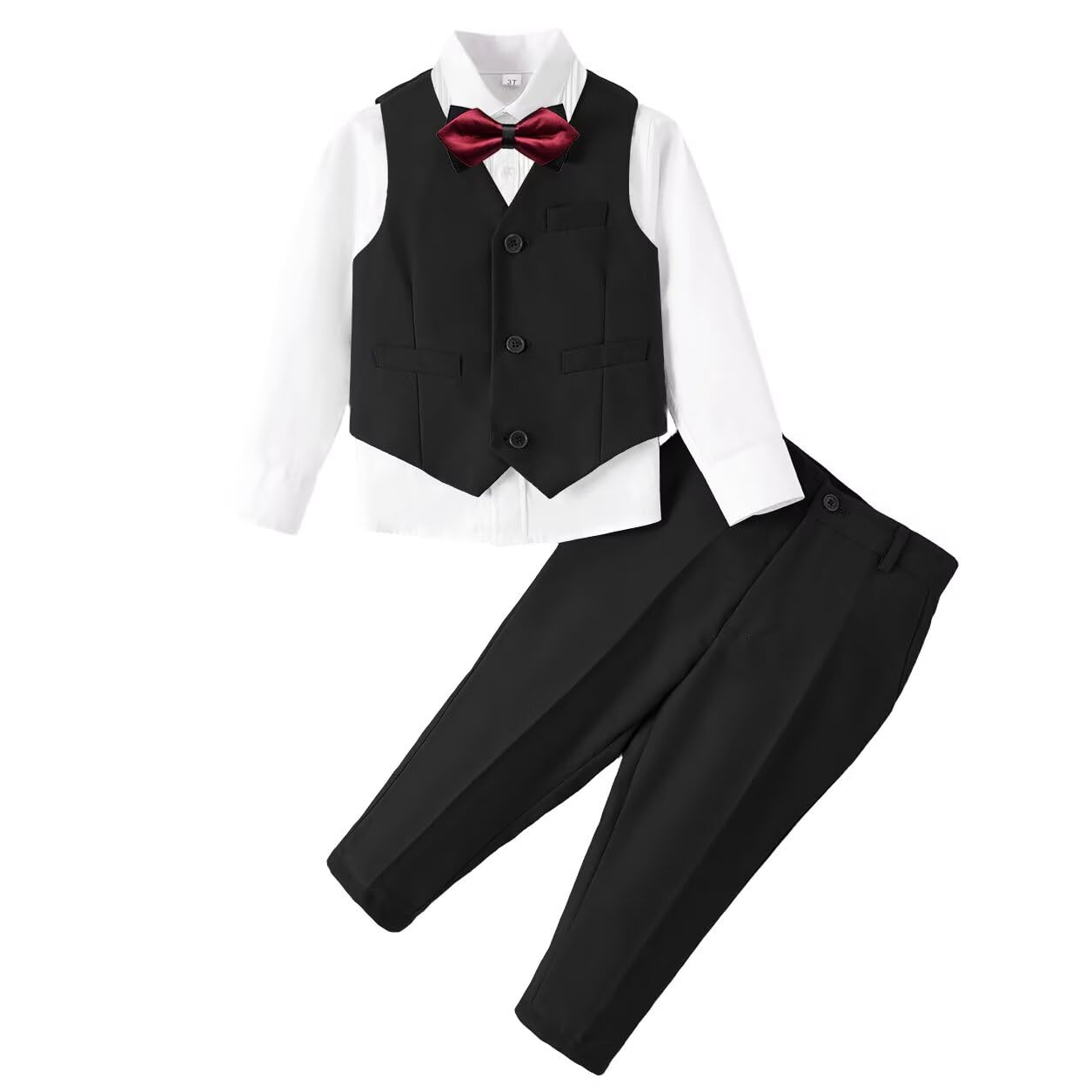 Baby Boys 4Pcs Tuxedo Suits Toddler Formal Complete Dress Suit Set