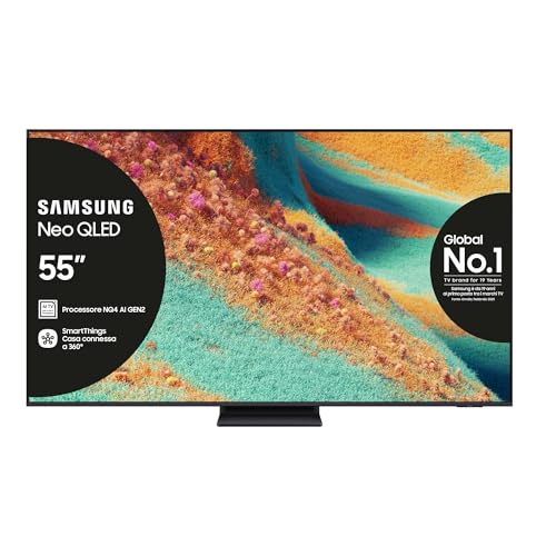 Samsung Neo QLED 4K Vision AI Smart TV 55'' QE55QN85FAUXZT, NQ4 AI Gen2 Processor, 4K AI Upscaling, Dolby Atmos & OTS Lite, Simple Chamfer Design,PACCHETTO INTRATTENIMENTO, 2025