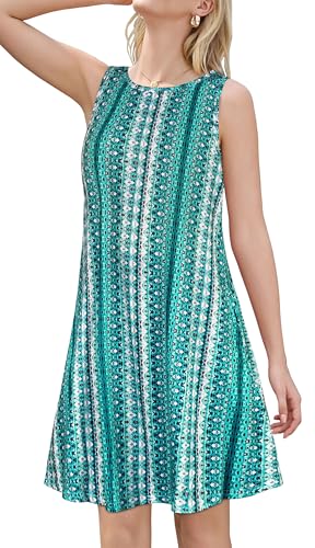 Image of Summer Dresses for Women Beach Boho Sleeveless Vintage Floral Flowy Pocket Tshirt Tank Sundresses 2026