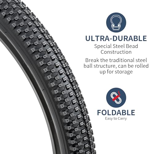 YUNSCM 2-PCS 24″ Mountain Bike Tires 24×2.35/57-507
