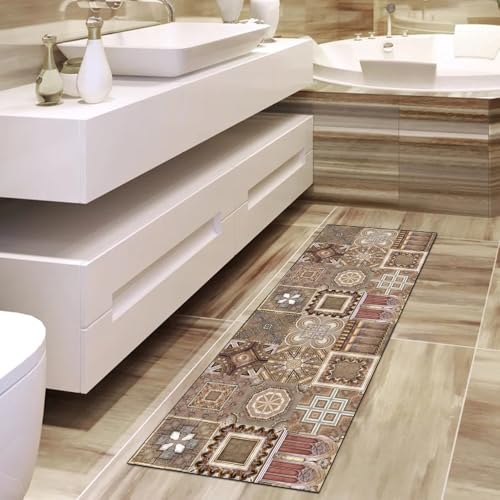 Alfombra pasillo lavable con base antideslizante estilo bohemio 4