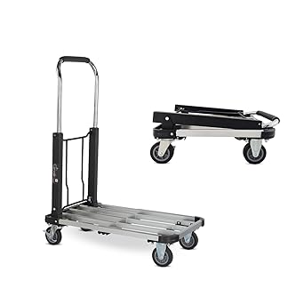 Corvids 150 Kg Portable Aluminium Extendable Hand Platform Trolley | 2-Year Warranty | Industrial Dolly Car with 360 degree Rotating Wheels and Locking Wheels for Home and Outdoor Use