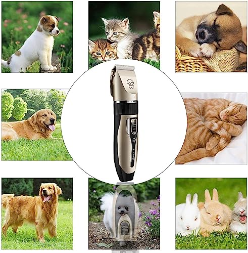 Image of DPISZONE Professional Automatic Rechargeable Pet Hair Trimmer with Comb for Dogs, Dog Cat Clipper Grooming Kit Low Noise Dog Hair Grooming kit for Dogs Cat Pet Trimmer