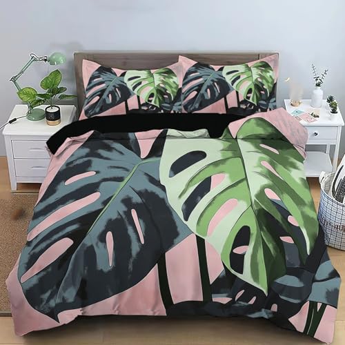 Housse de couette 140x200 avec fermeture éclair Monstera