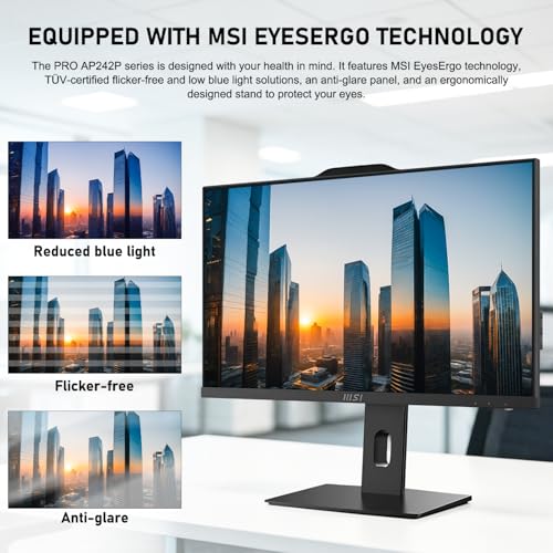 Image of msi PRO i7 Business All-in-One Desktop, 23.8 inch IPS FHD 100Hz Eye-Care Display, Intel Core i7-14700, 32GB DDR5, 1TB SSD, IR FHD Webcam, Wi-Fi 6E, HDMI, DP, AI PC, Wireless KB & Mouse, Windows 11 Pro