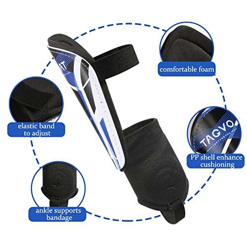 Image of TAGVO Soccer Shin Guards, Kids Youth Adults Soccer Gear with Ankle Sleeves, Soccer Equipment Protection with Hard Protective Shell for Boys Girls