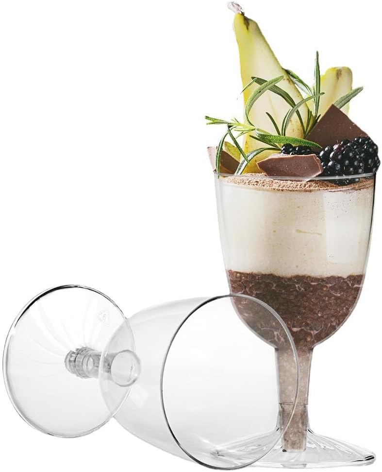 透明なプラスチック製のワイングラスリサイクル可能-飛散防止ワインゴブレット-シャンパン、デザート用の使い捨て＆再利用可能なカップ-