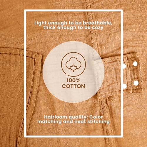 Image of EDEN BLISS 120x120cm Cotton Muslin Baby Car Seat Cover - Summer Girl & Boy Mustard
