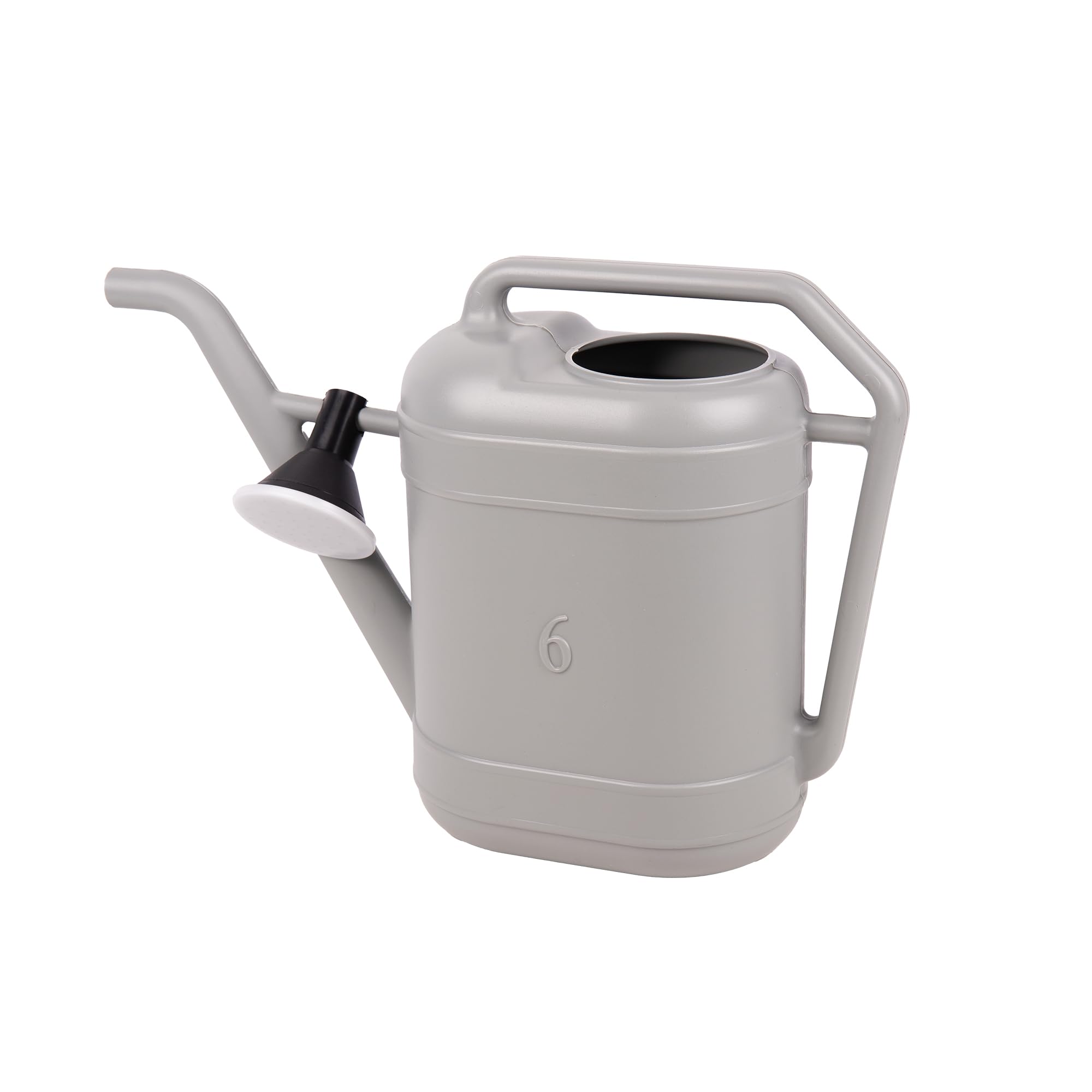 Cofan Regadera Gris de 6 litros con Cabezal Desmontable, HDPE Resistente, Asa de Transporte, Regadera para Interior y Exterior