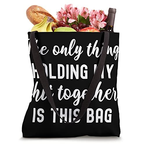 Bolso tote con frase: «Lo único que mantiene unido mi caos es este bolso» miniatura 4