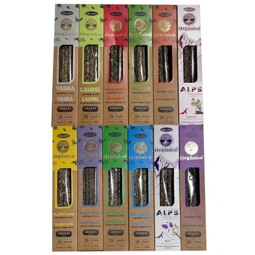 Surtido de 12 Fragancias de Incienso Orgánico Artesanal – Hecho a Mano con Resina Natural y Aceites Esenciales – Ideal para Meditación, Relajación y Aromaterapia