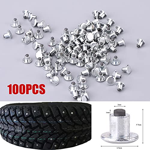 Image of Tire Spikes, 100pcs 6.5mm /0.26 inch Wheel Tire Studs, Snow Studs for Tires, for Racing Car, Bike, Scooters and Shoes Boots Accessories