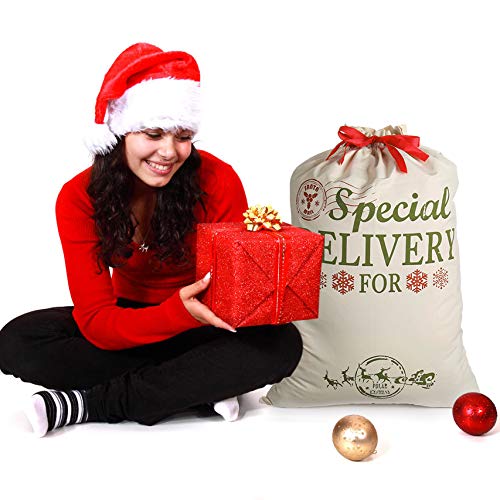 2 pack Weihnachtsmann Sack Groß Weihnachtssack 26.8’’ X 19.7’’ Santa Sack Weihnachten Tasche für Xmas Strümpfe Geschenk & dekoration für… – Ansicht 5