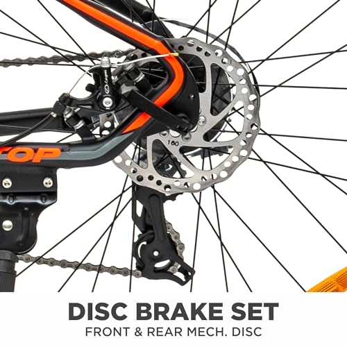 Image of KROSS Emerg 29T Unisex Matt Black Multispeed (Shimano 24-Speed) MTB | Alloy Frame with Dual Disc Brakes and Front Suspension Fork | Ideal for 15+ Years (Orange)