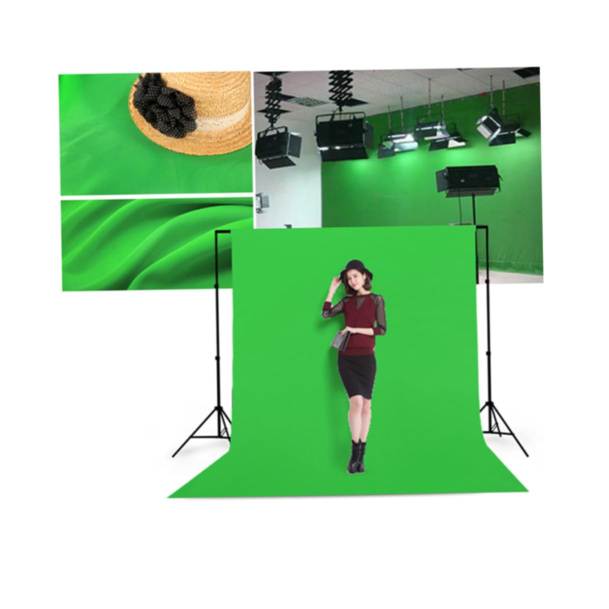 Sfondo Fotografico Verde 1,6x3 M Antiriflesso per Studio e Riprese Video Professionali, Telo per Foto Ritratto a Tinta Unita Resistente Adatto a Fotografi Amatoriali