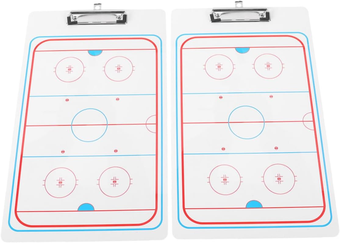 Toyvian 2pcs Hockey Tactical Clipboard Dry Erase Board for Ice Hockey Double-Sided Whiteboard Marker for Team Strategy Planning