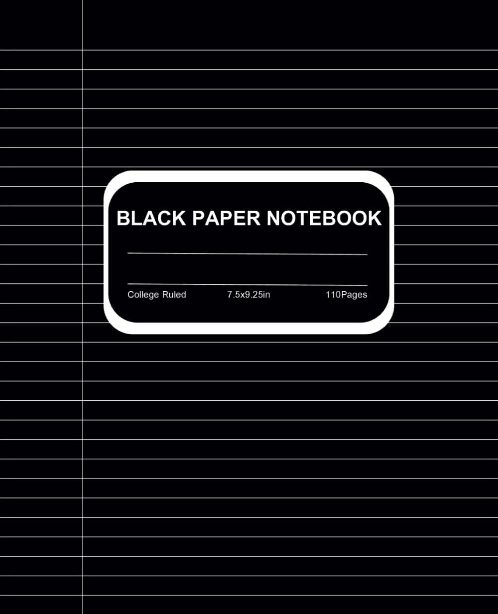 Black Paper Notebook For Gel Pens | College Ruled: 7.5 x 9.25 inch, 110 Pages - Ideal For Use with Gel Pens