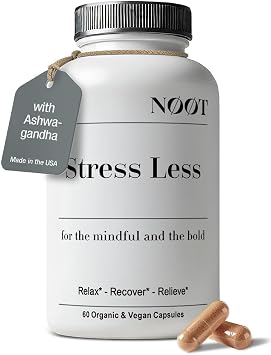 NOOT Stress Less Anxiety & Stress Relief Supplement with Ashwagandha & L-Theanine | Adaptogen Formula for Mood Support & Cortisol Balance | Anti Anxiety Supplements for Women & Men | 60 Capsules