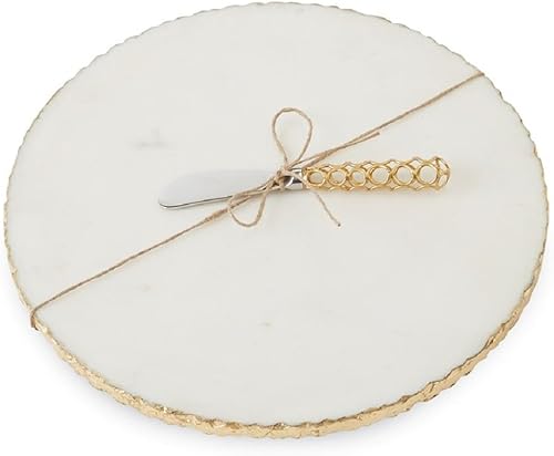 Miniatura 3 de Mud Pie 4755024 Juego de tabla de servir con borde dorado, tamaño único, color blanco