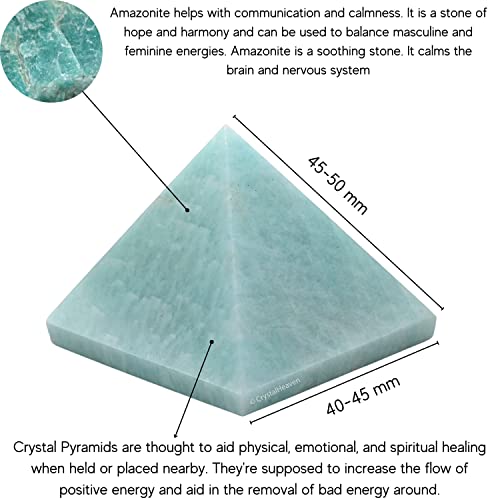 Image of Amazonite Pyramid - 2 inch Inch Crystal Pyramid for Positive Energy, Vastu, Reiki, Feng Shui and Chakra Healing Energy Balancing