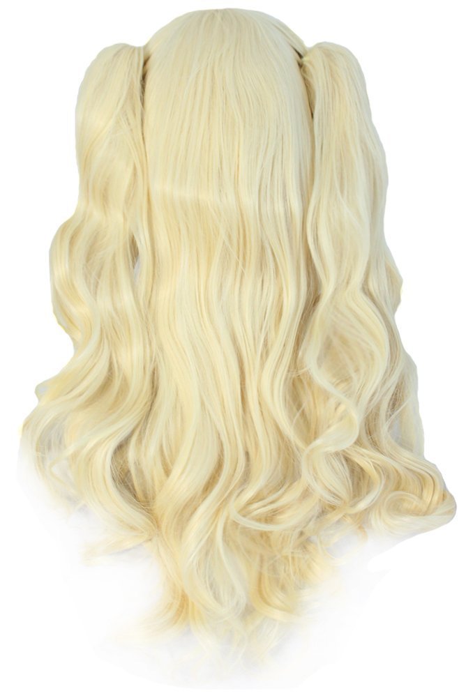 Anime Gold Pigtail Wig for Women Synthetic Long Curly Cosplay Wig Halloween Costume Party Cosplay Wig (Color-9)