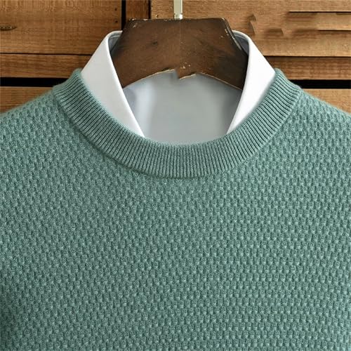Vogrtcc Men's Crewneck Winter Thickened Cashmere Sweater Youth Solid Color Casual Sweater3