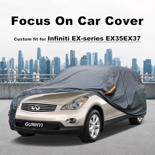 Image of GUNHYI Premium Car Cover Custom Fit Infiniti EX-Series EX35 /EX37, 16 Layers Heavy Duty Car Cover Waterproof All Weather with Zipper Door for Sun Rain Snow Dust Uv Protection
