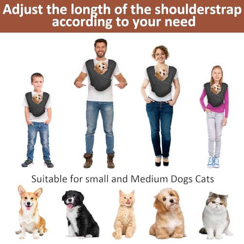 APOMOONS Hundetragetasche, Hundetragetuch Freihändige Hundetasche Tragetuch Hund Größenverstellbar Tragetuch für Hunde, Doppeltes Schultergurt Dog Bag Vordere Hundetasche für Kleine Hunde