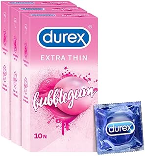 Durex Extra Thin Bubblegum Flavoured Condoms for Men-10s (Pack of 3)