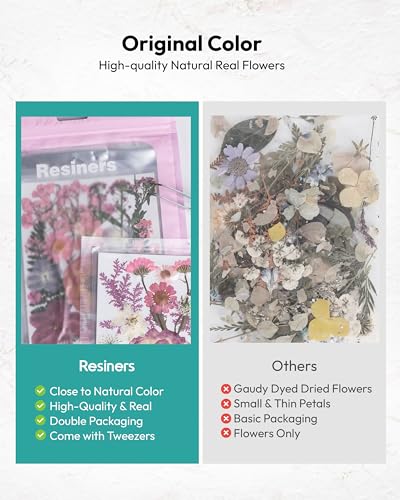 Image of Dried Flowers, Resiners 100Pcs Pressed Flowers for Craft Baby Pink Real Natural Dried Flowers Dry Leaves Kit for DIY Making Crafts Resin Soap Candle Scrapbook Supplies Card Making Jewelry