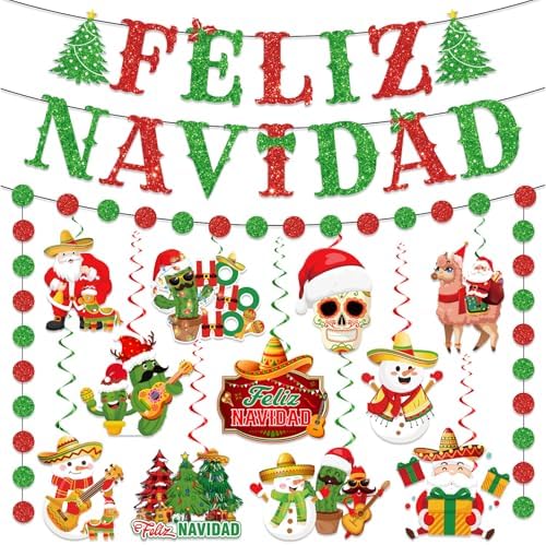 Christmas and New Year Songs & Dances Around the World 6 Feliz Navidad Decorations, Mexican Christmas Decorations includes...