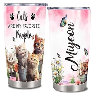 Cat Tumbler Personalized Cute Cats Insulated Cup 20 30 oz Stainless Steel Travel Coffee Mug Thing Gift For Women Men Pet Lovers Thermos