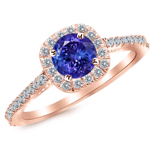 2.35 Carat 14K Rose Gold Gorgeous Classic Cushion Halo Style Diamond Engagement Ring with a 2 Carat Natural Tanzanite Center (Heirloom Quality)