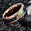 VAKKI Men's Tungsten Ring 8mm Rose Gold Plated Faceted Finish Abalone Shell Wedding Band Comfort Fit Size U 1/2 #2