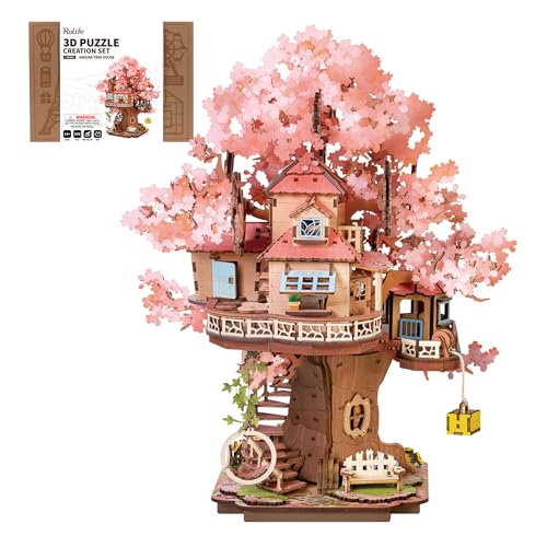 Rolife 3D Puzzles for Adults, Cherry Blossom Bonsai Tree Plants, Japanese Sakura Tree House Flowers...