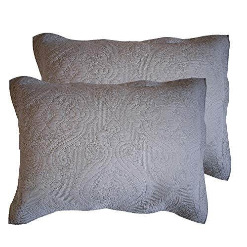 Hoplee 100% Cotton Embroidered Pillow Shams Set Of 2 Standard Size Decorative Pillow Cases(Grey Cotton, 20"X26") #TOP7