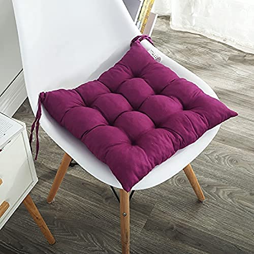 Set Of 4 Dining Chair Cushions With Ties Soft Comfort Non Slip Square Seat Pads For Kitchen Dining Office Living Room Patio (Purple) #TOP1