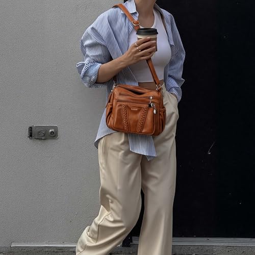 Image of Womens Purses and Handbags Ladies Pocketbooks Soft Leather Crossbody Bags for Women Multi-Pocket Shoulder Bag