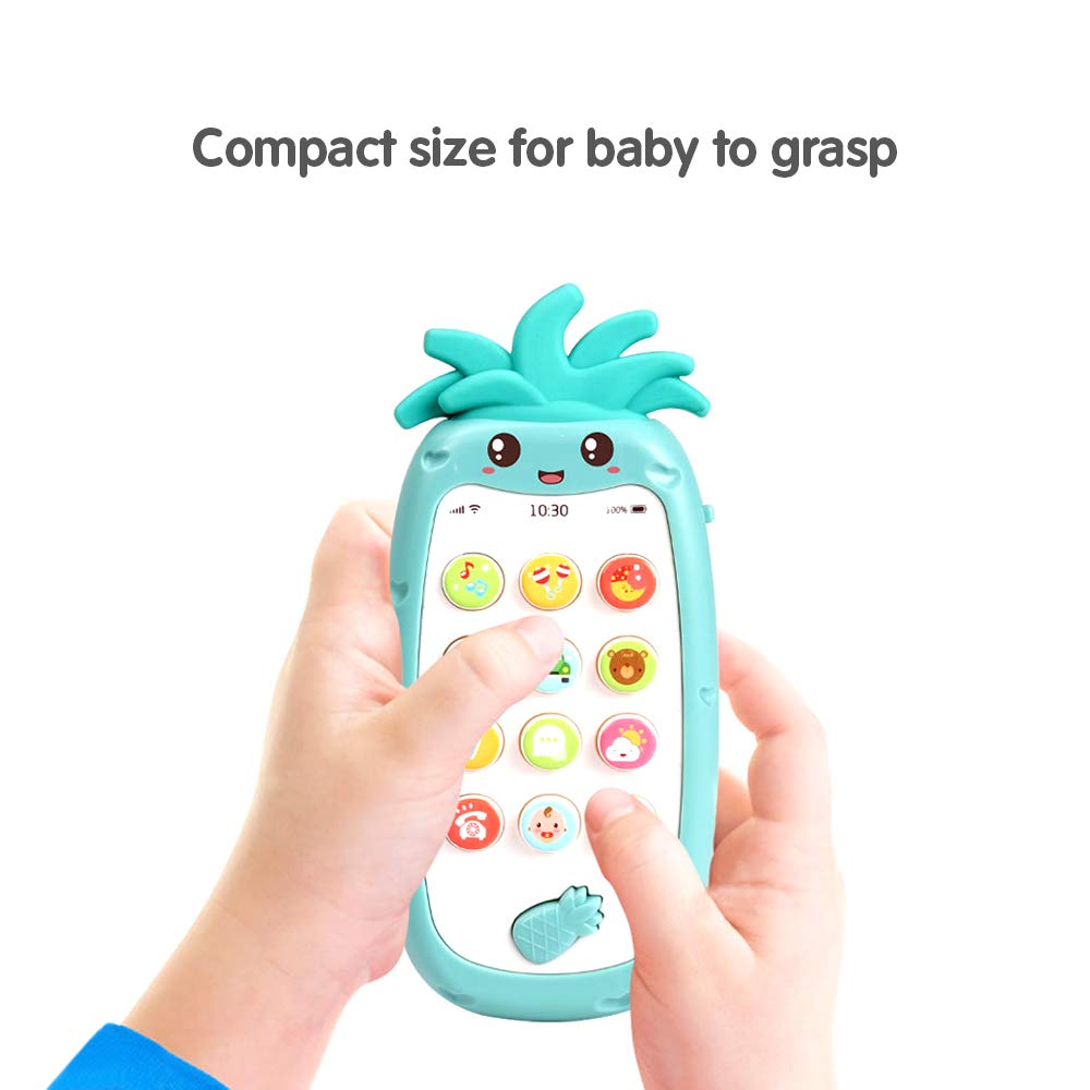 Walmeck Baby Cell Phone Toy Interactive Educational Musical Teether Smartphone with Light Music Various Sounds for Toddlers Boys Girls Orange Yellow Green — view 5